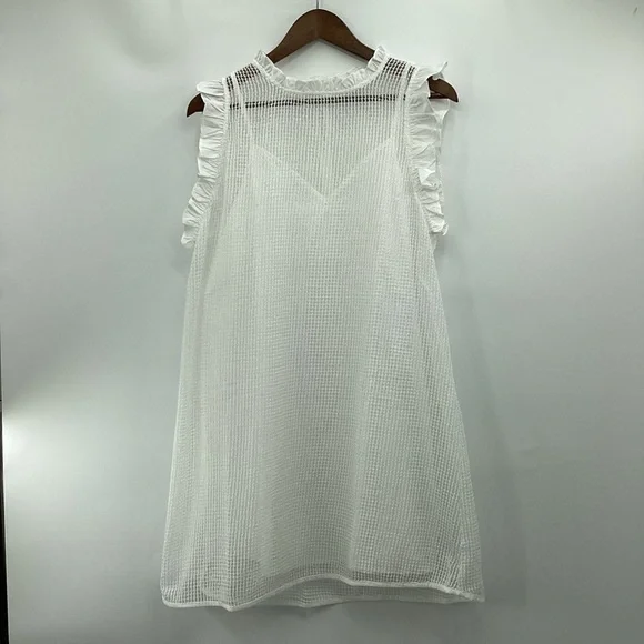 VENUS White Diamond Lace Ruffle Mini Dress - Picture 3 of 12